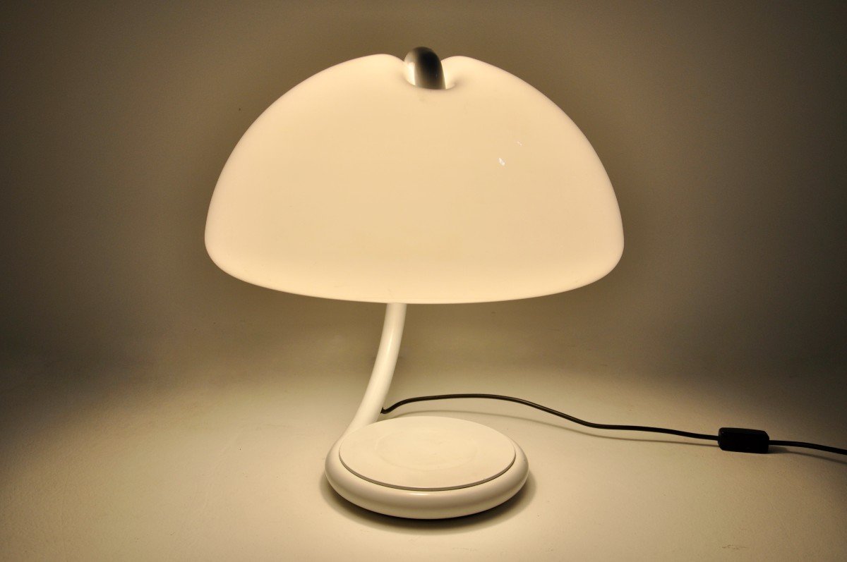 White “serpente” Table Lamp By Elio Martinelli For Martinelli Luce, 1960s-photo-3