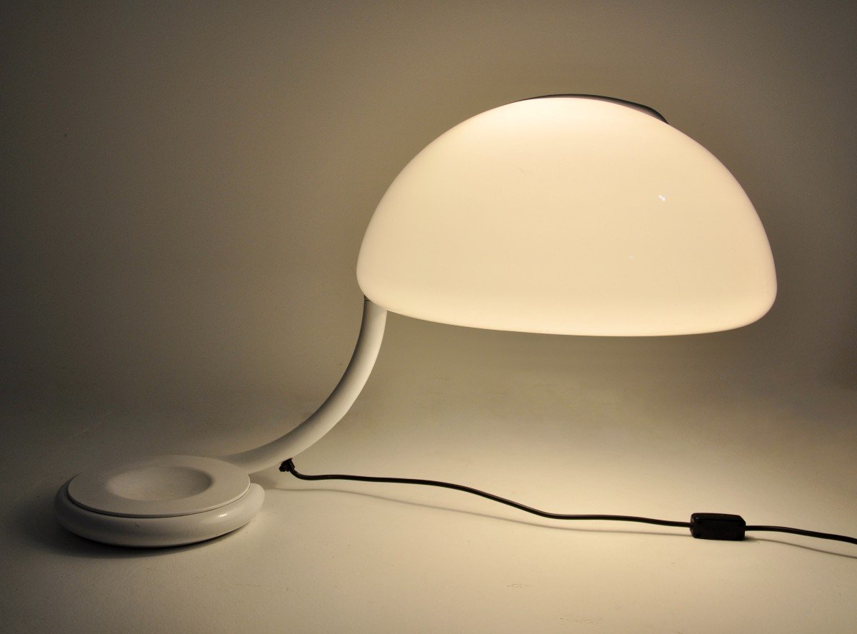 White “serpente” Table Lamp By Elio Martinelli For Martinelli Luce, 1960s-photo-4