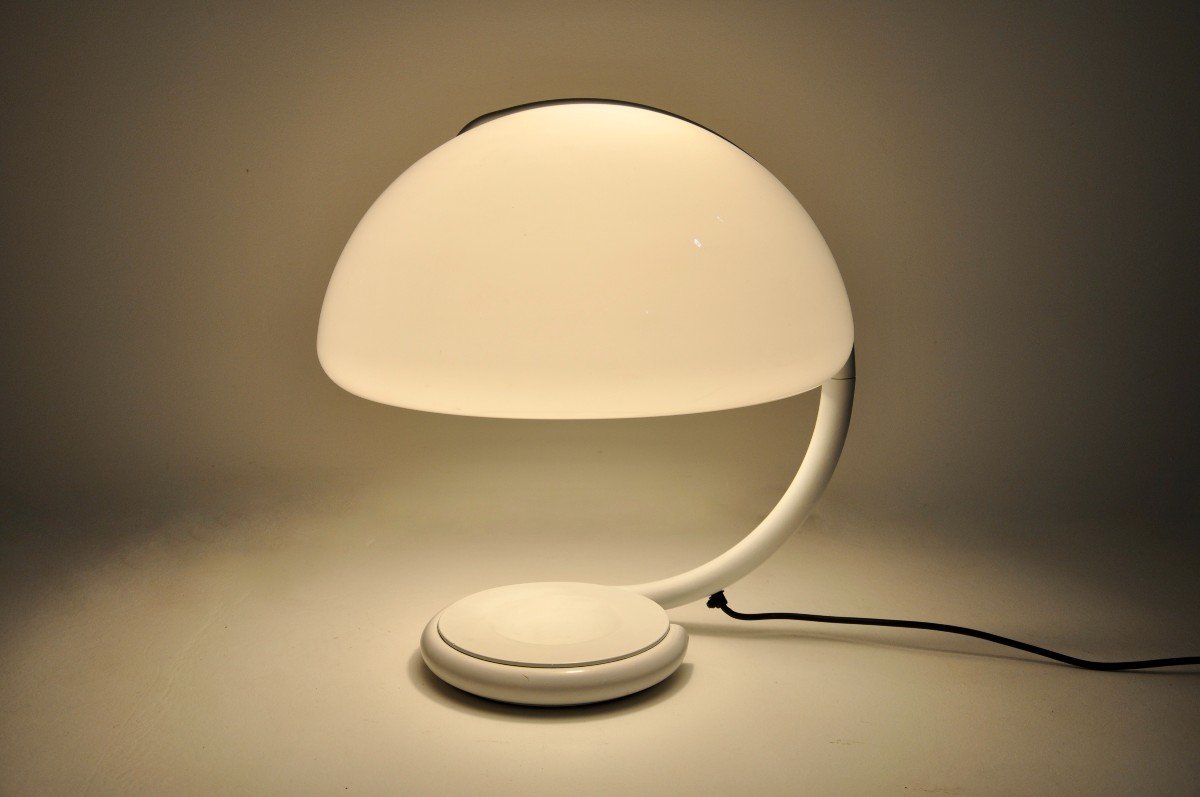 White “serpente” Table Lamp By Elio Martinelli For Martinelli Luce, 1960s