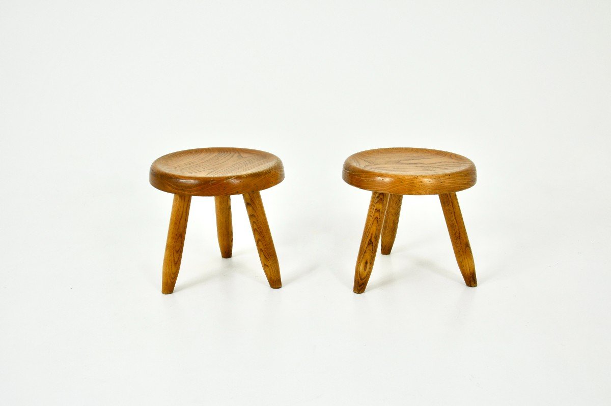 Set Of 2  “berger” Stools By Charlotte Perriand, 1950s-photo-1