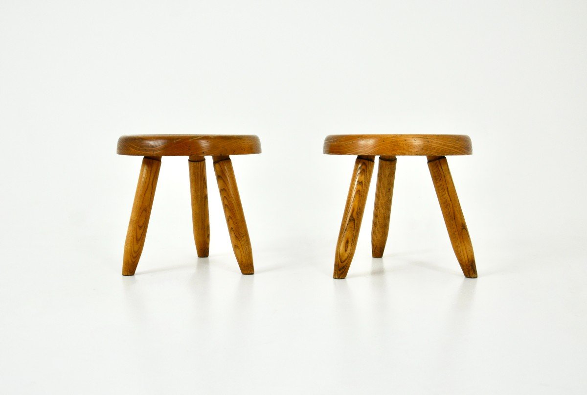 Set Of 2  “berger” Stools By Charlotte Perriand, 1950s-photo-2