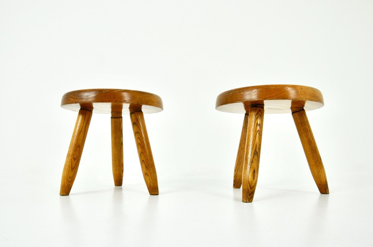 Set Of 2  “berger” Stools By Charlotte Perriand, 1950s-photo-4