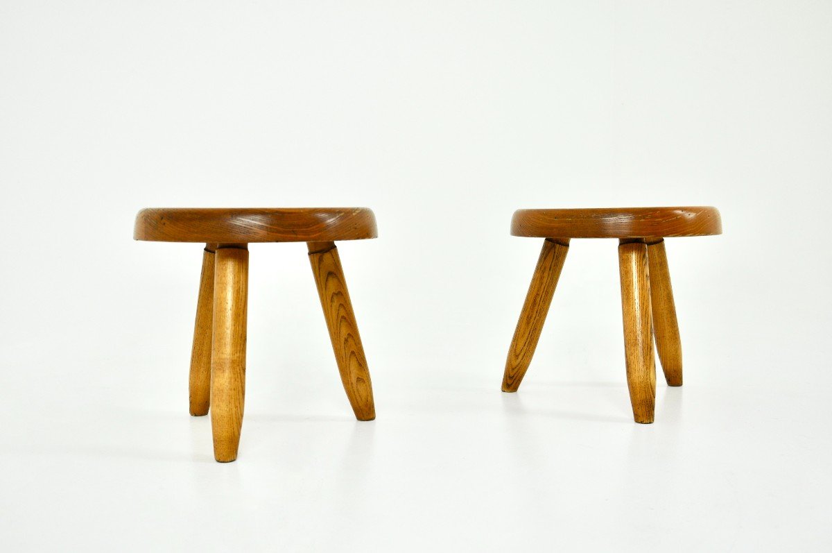 Set Of 2  “berger” Stools By Charlotte Perriand, 1950s-photo-5