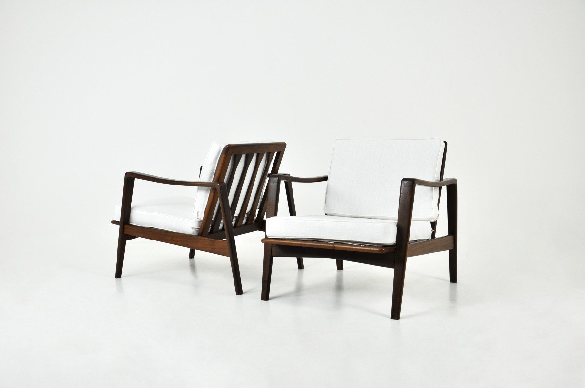 Ensemble De 2 Fauteuils De Salon d'Arne Wahl Iversen Pour Komfort, 1950s