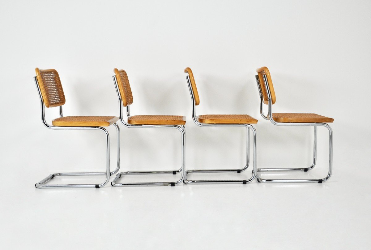 Set Of 4 B32 Style Chairs By Marcel Breuer-photo-3