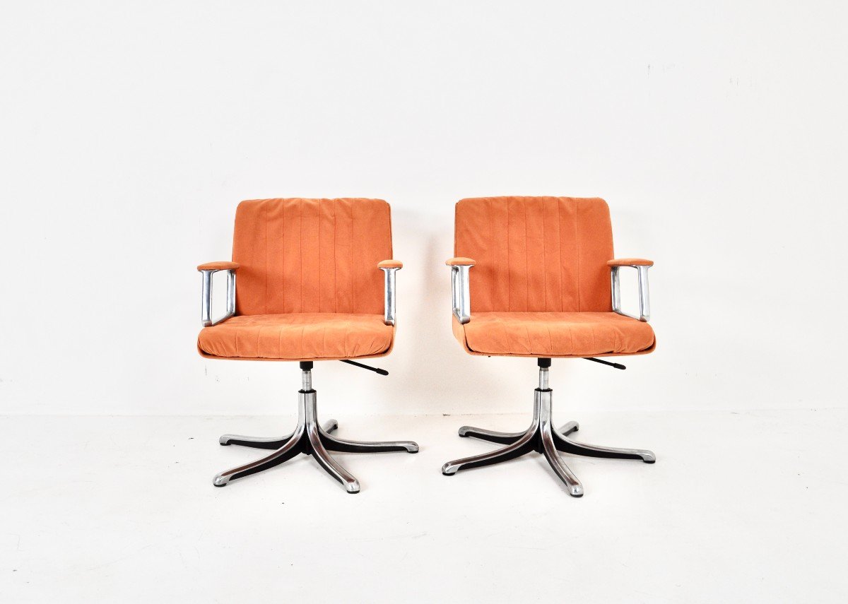 P126 Office Chairs By Osvaldo Borsani For Tecno, 1970s, Set Of 2-photo-2