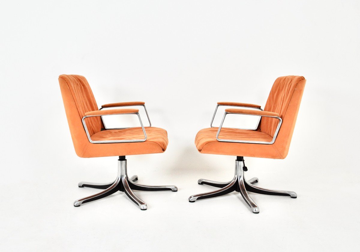 P126 Office Chairs By Osvaldo Borsani For Tecno, 1970s, Set Of 2-photo-3