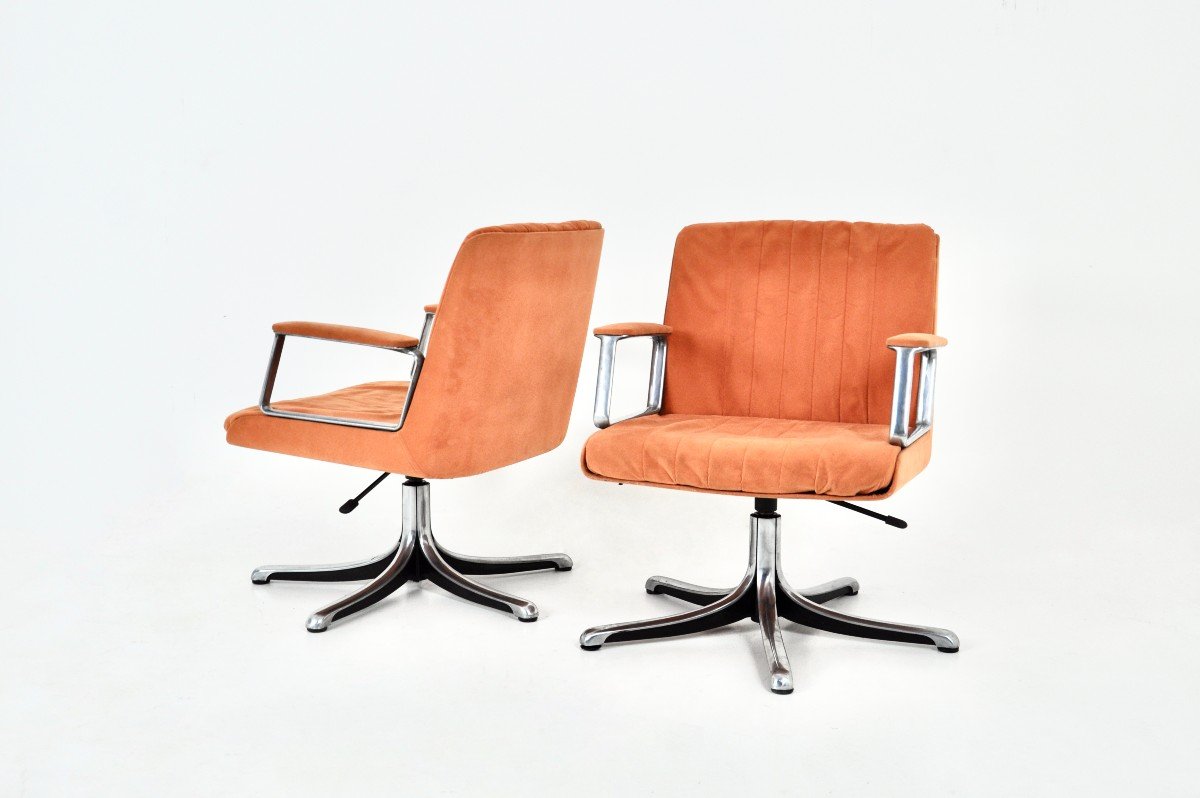 P126 fauteuils De Bureau Par Osvaldo Borsani Pour Tecno, Années 1970, Ensemble De 2