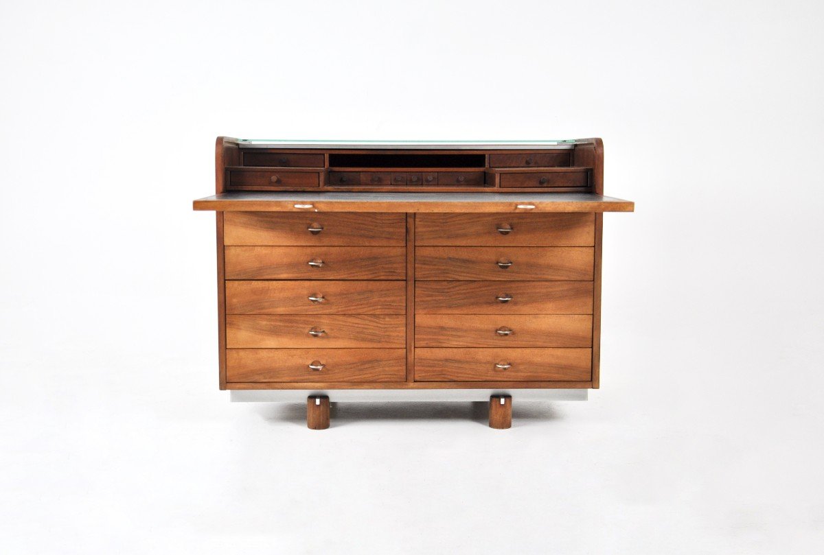 “804” Rolling Top Desk By Gianfranco Frattini For Bernini, 1960s-photo-3