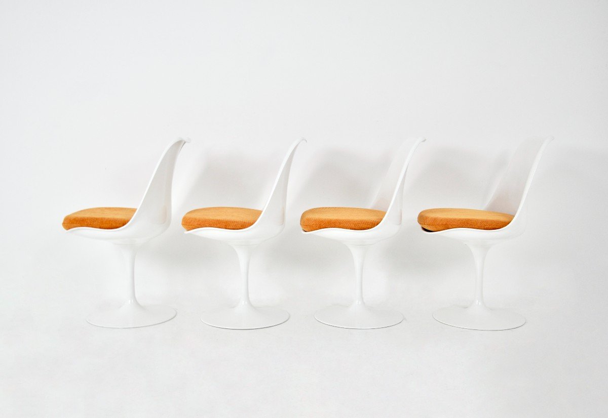 Set Of 4 Tulip Dining Chairs By Eero Saarinen For Knoll International, 1970s-photo-3