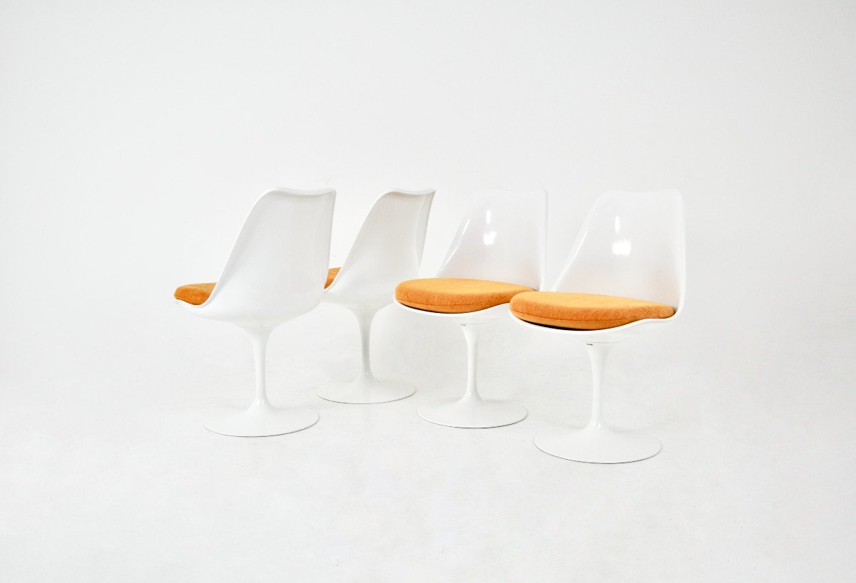 Set Of 4 Tulip Dining Chairs By Eero Saarinen For Knoll International, 1970s-photo-1