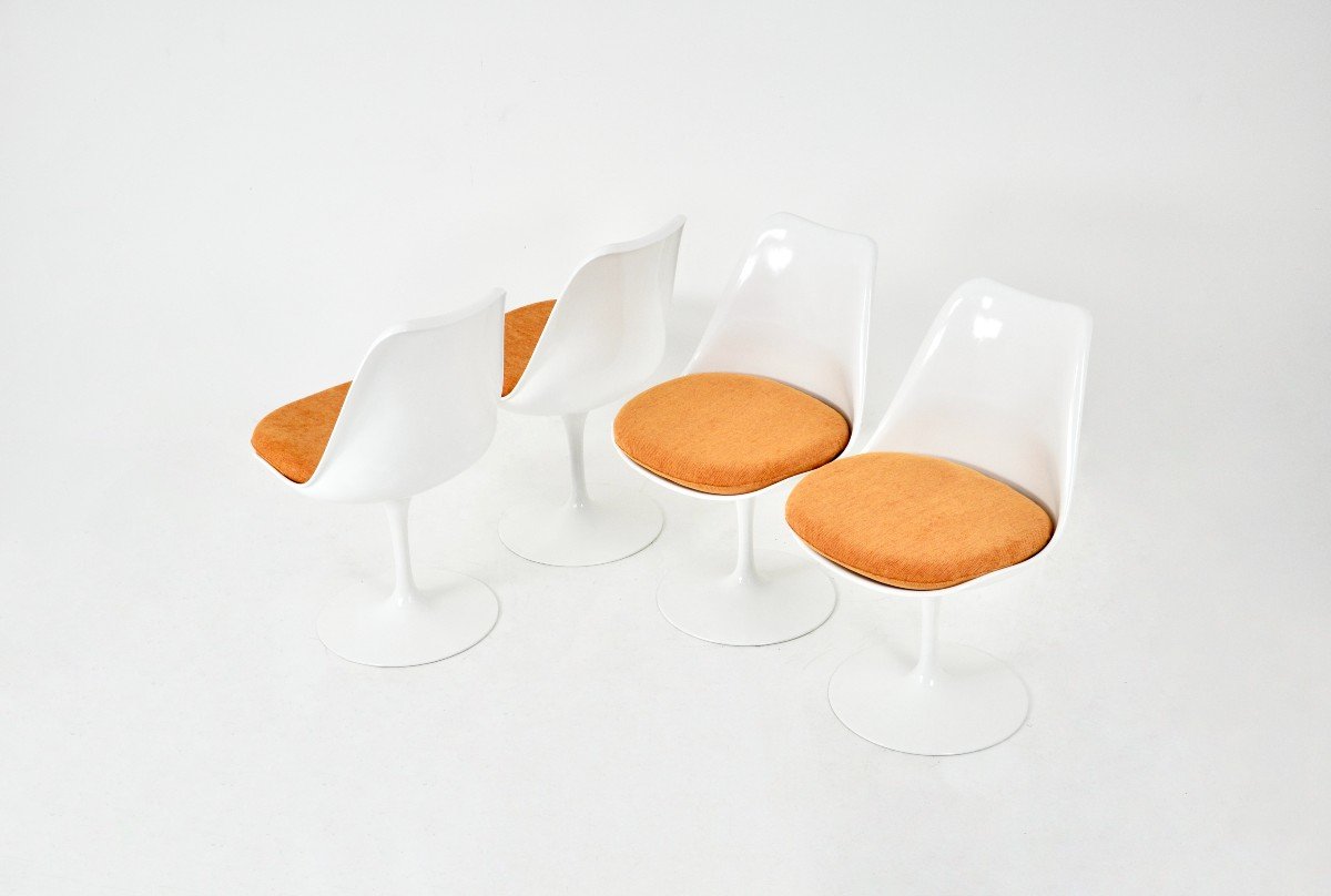 Set Of 4 Tulip Dining Chairs By Eero Saarinen For Knoll International, 1970s-photo-2