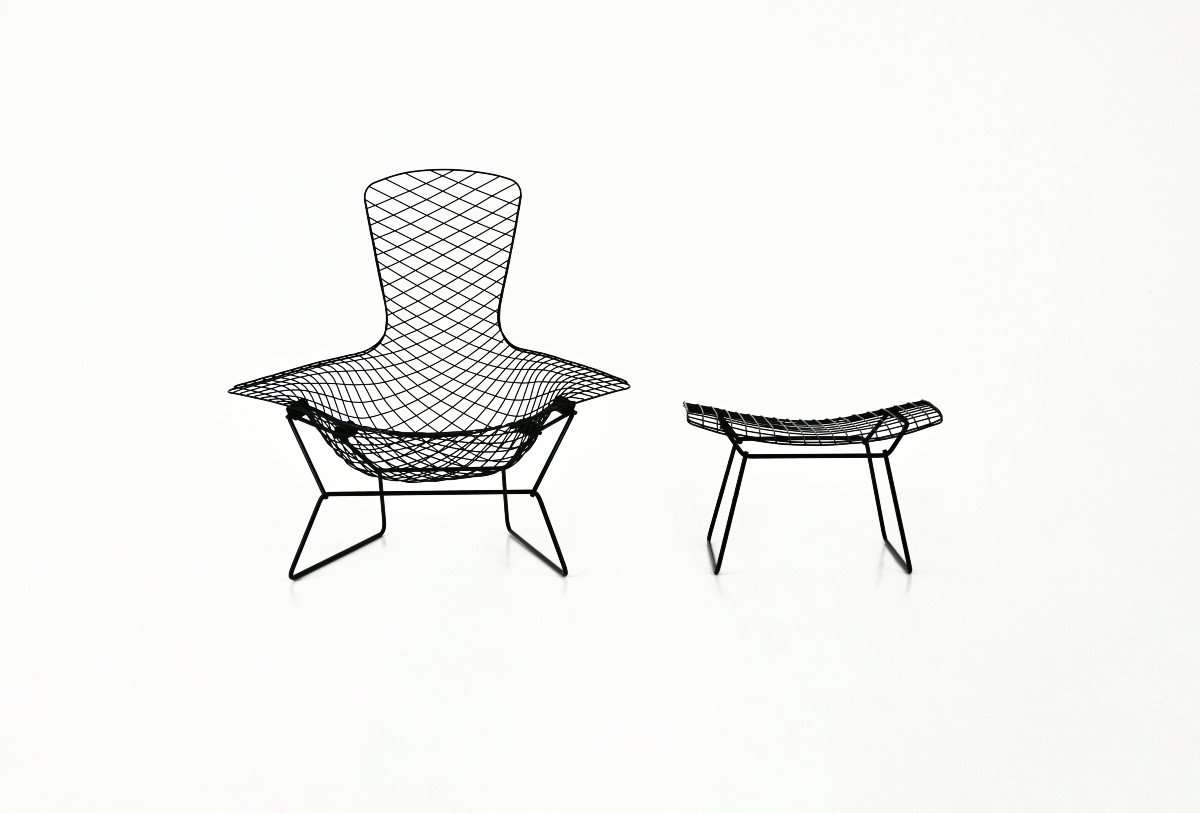 Bird Chair And Ottoman By Harry Bertoia For Knoll, 1960s-photo-3