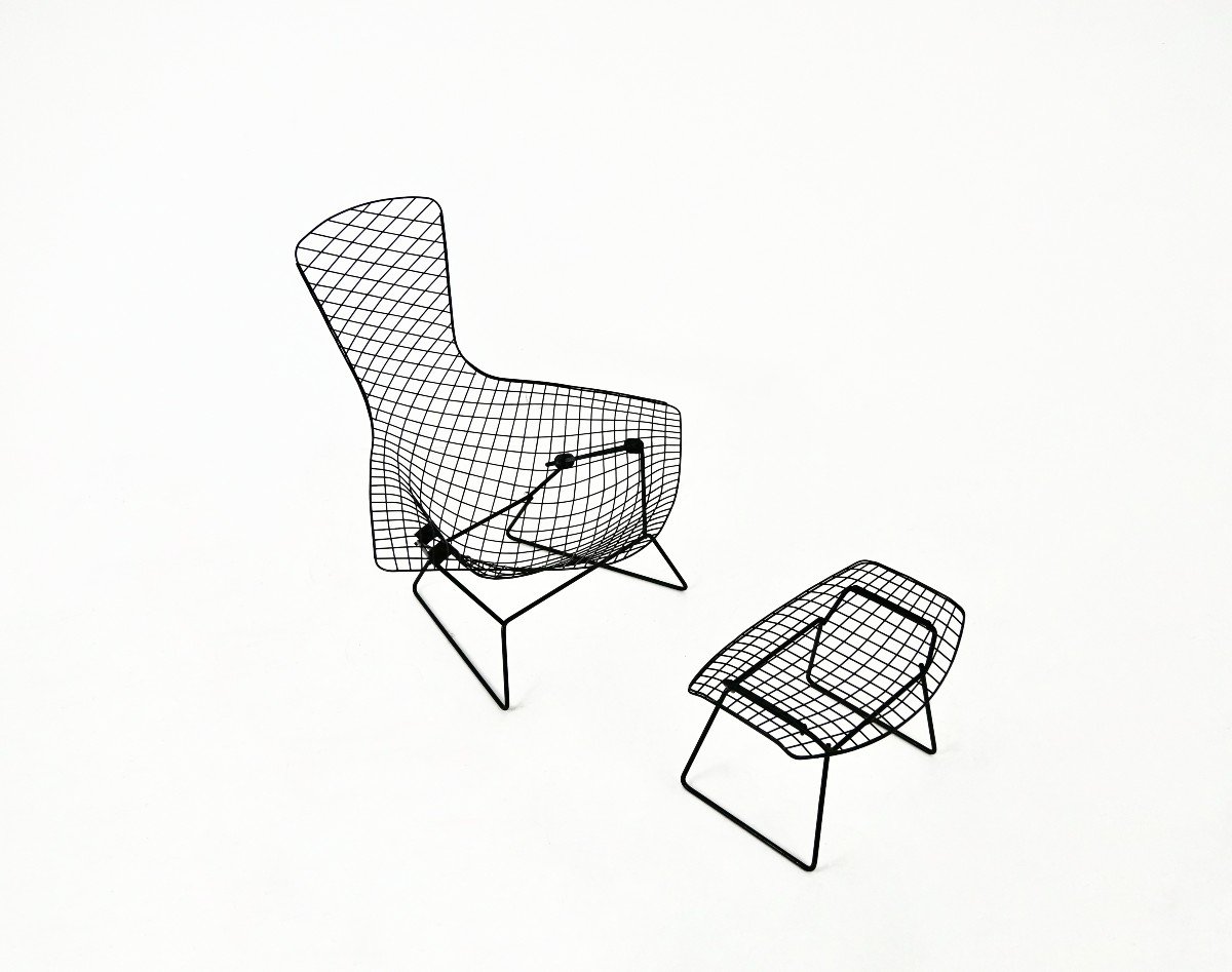 Bird Chair And Ottoman By Harry Bertoia For Knoll, 1960s-photo-1