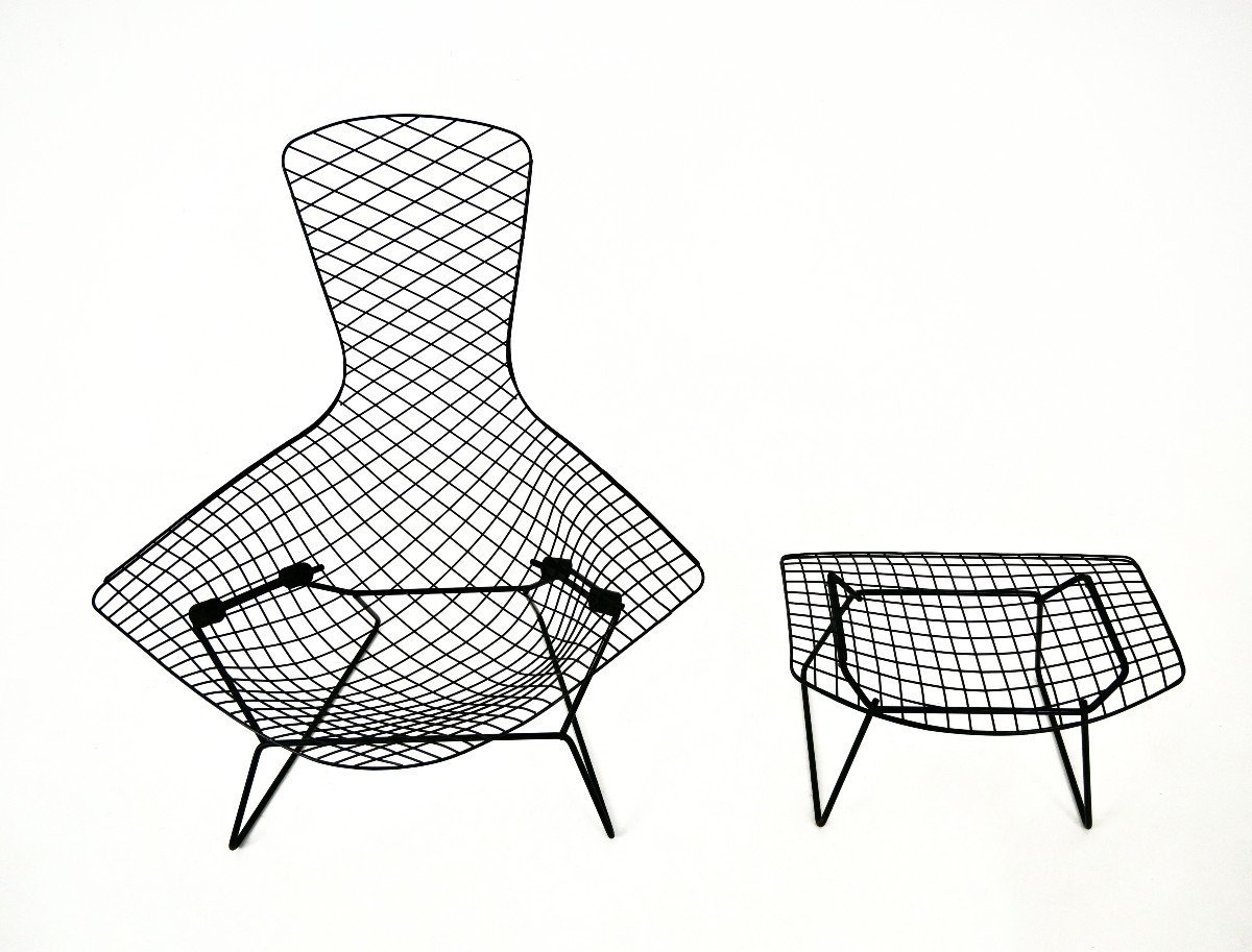 Bird Chair And Ottoman By Harry Bertoia For Knoll, 1960s-photo-2