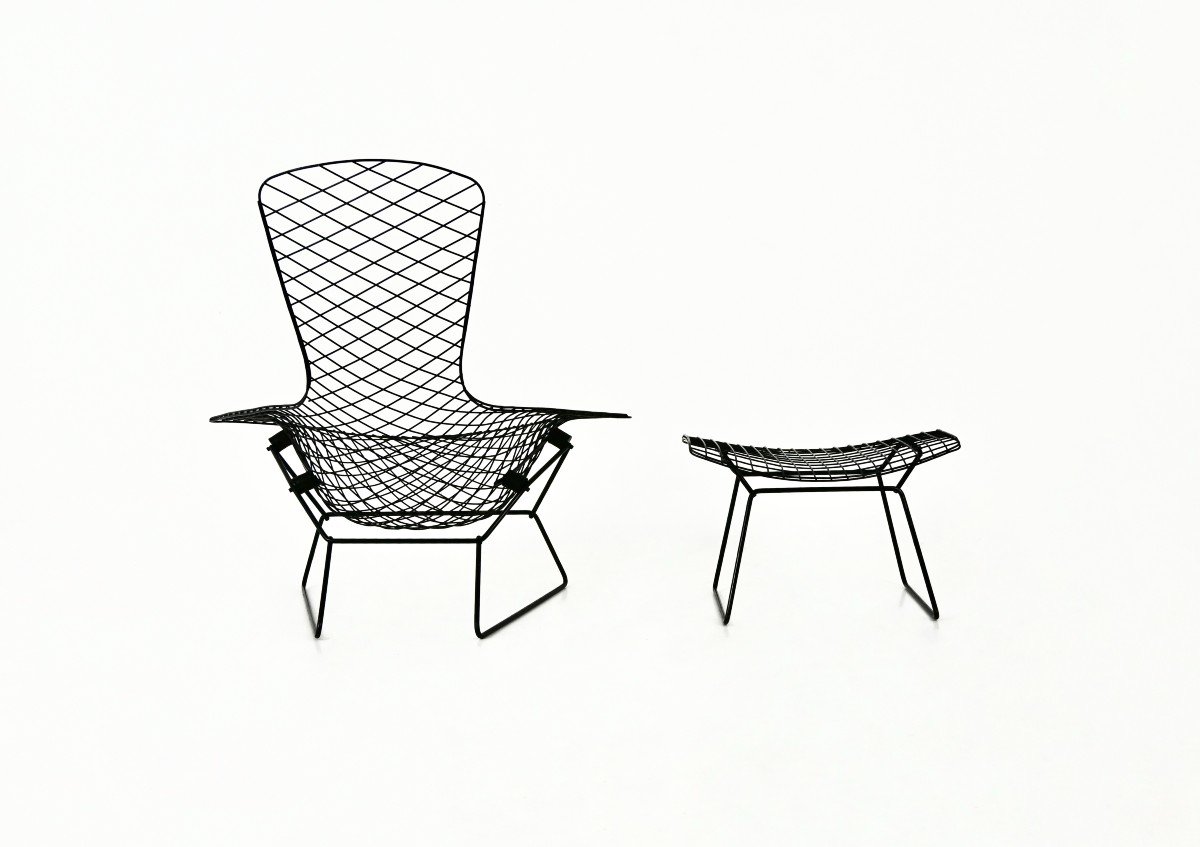 Bird Chair And Ottoman By Harry Bertoia For Knoll, 1960s-photo-3