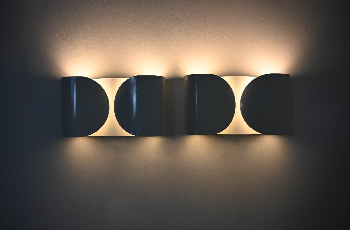 Set Of 2 White Foglio Wall Lamps By Tobia & Afra Scarpa For Flos, 1960s-photo-2