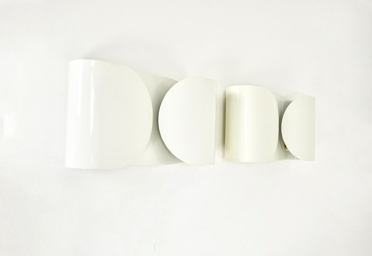 Set Of 2 White Foglio Wall Lamps By Tobia & Afra Scarpa For Flos, 1960s-photo-3