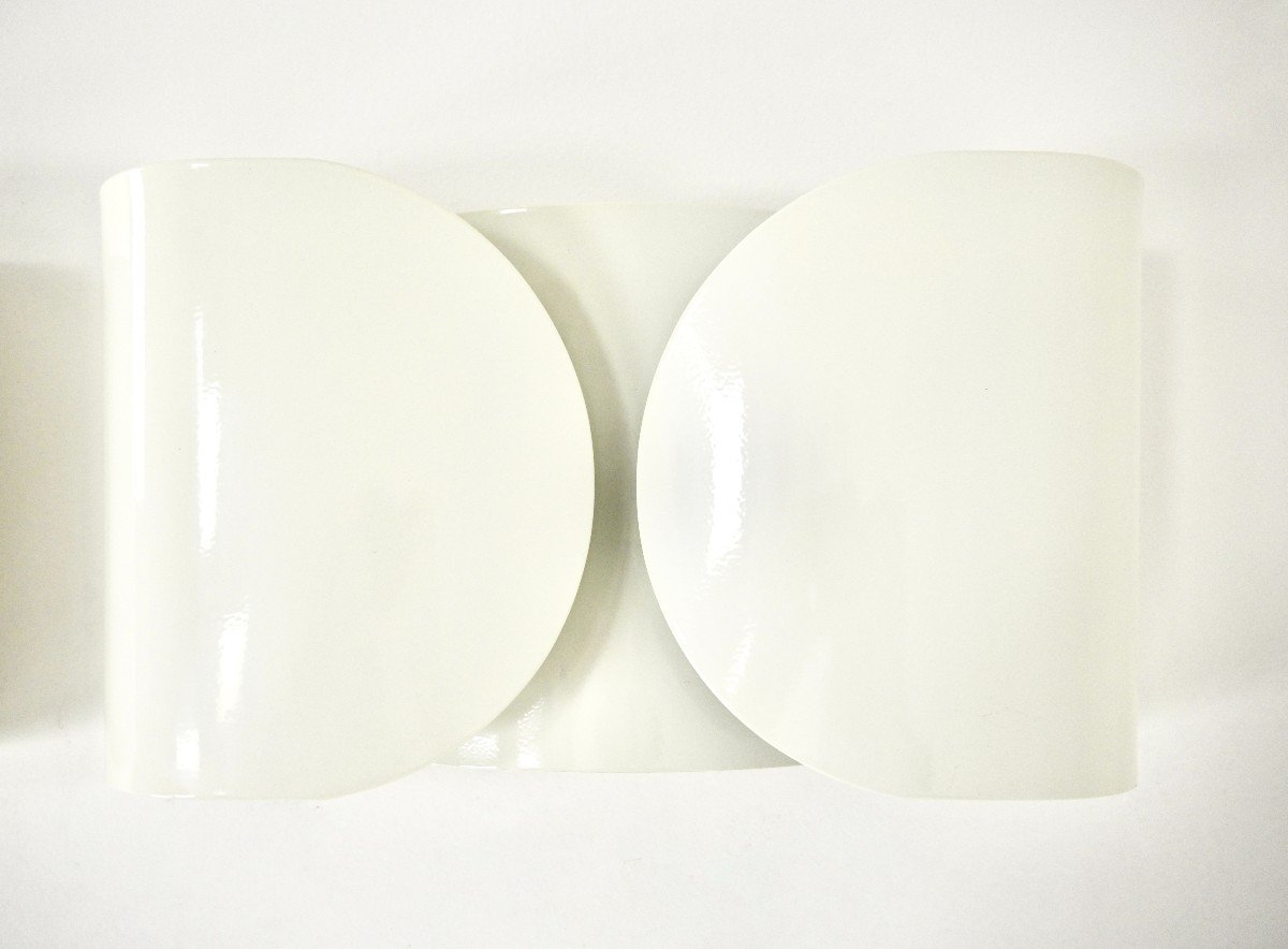 Set Of 2 White Foglio Wall Lamps By Tobia & Afra Scarpa For Flos, 1960s-photo-4