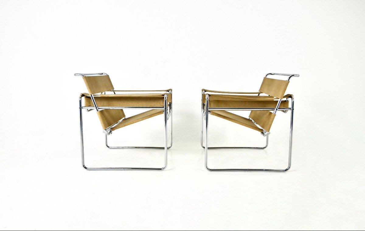 Paire De Fauteuils « Wassily » De Marcel Breuer Pour Gavina, 1970s-photo-3