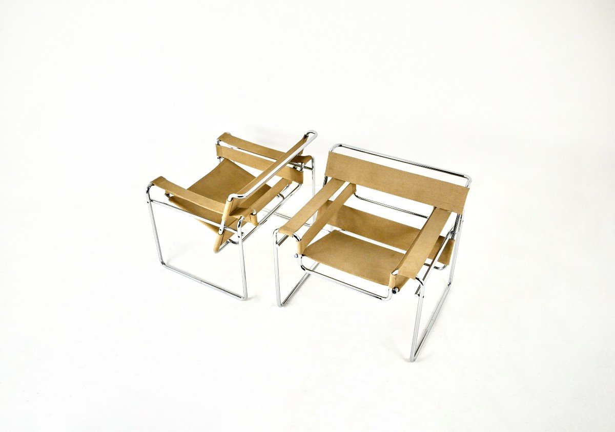 Paire De Fauteuils « Wassily » De Marcel Breuer Pour Gavina, 1970s-photo-1