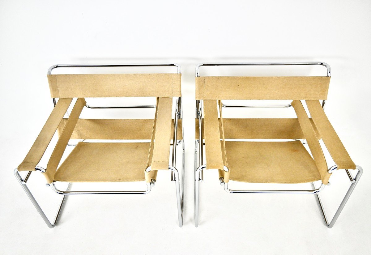 Paire De Fauteuils « Wassily » De Marcel Breuer Pour Gavina, 1970s-photo-2