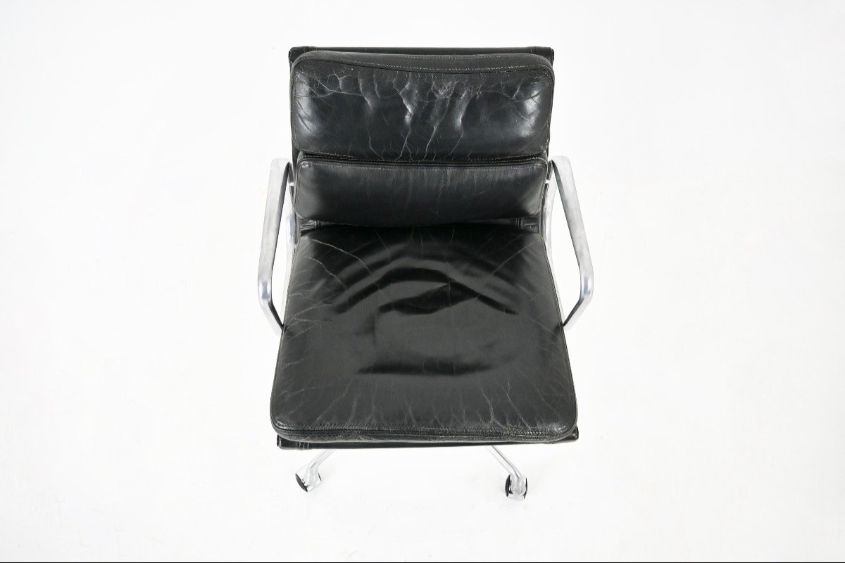  Fauteuil En Cuir Noir  Par Charles Et Ray Eames Pour Herman Miller, Années 1970-photo-2