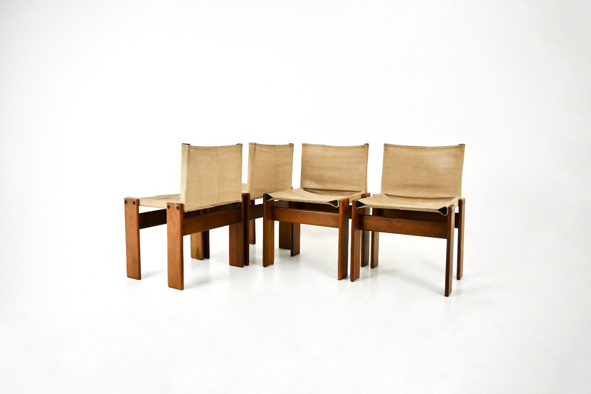 Set Of 4 Monk Dining Chairs By Afra & Tobia Scarpa For Molteni, 1970s