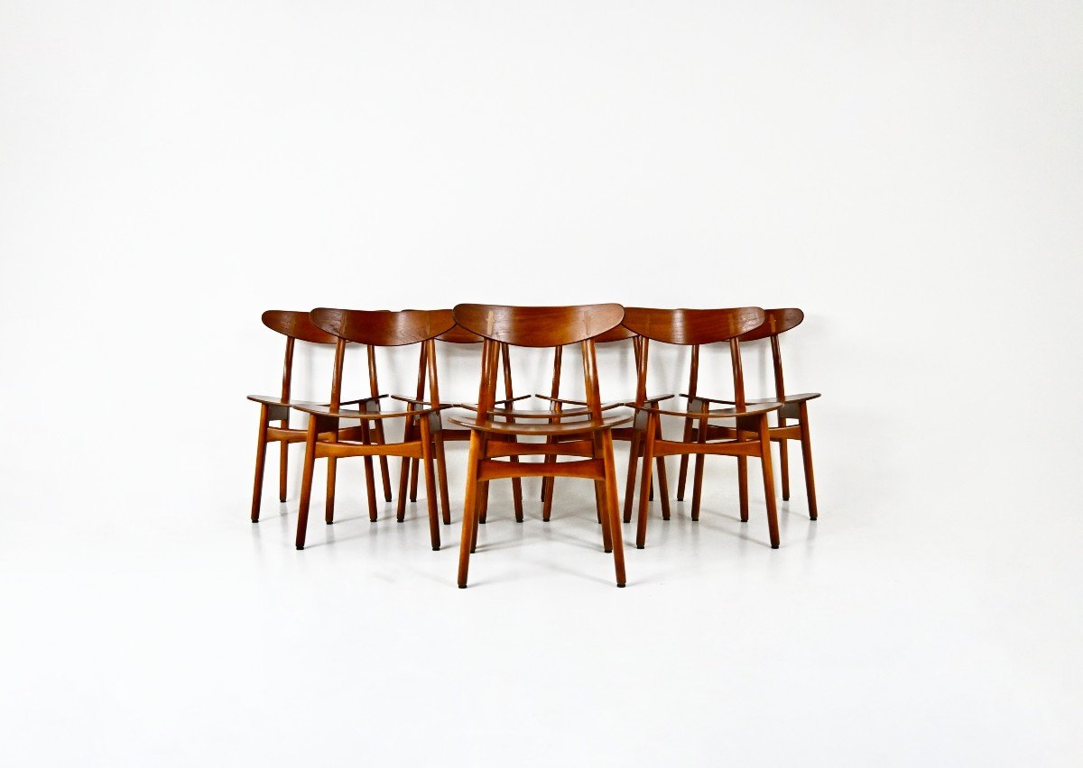 Ensemble De 8 Chaises « Ch30 » Par Hans J. Wegner Pour Carl Hansen & Son, 1950s