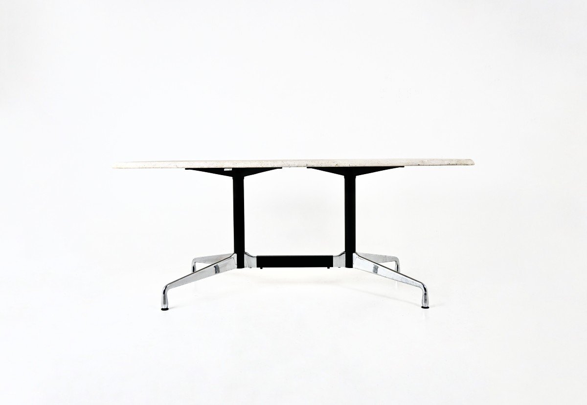 Table De Salle à Manger En Travertin Par Charles & Ray Eames Pour Vitra, 1970s-photo-2