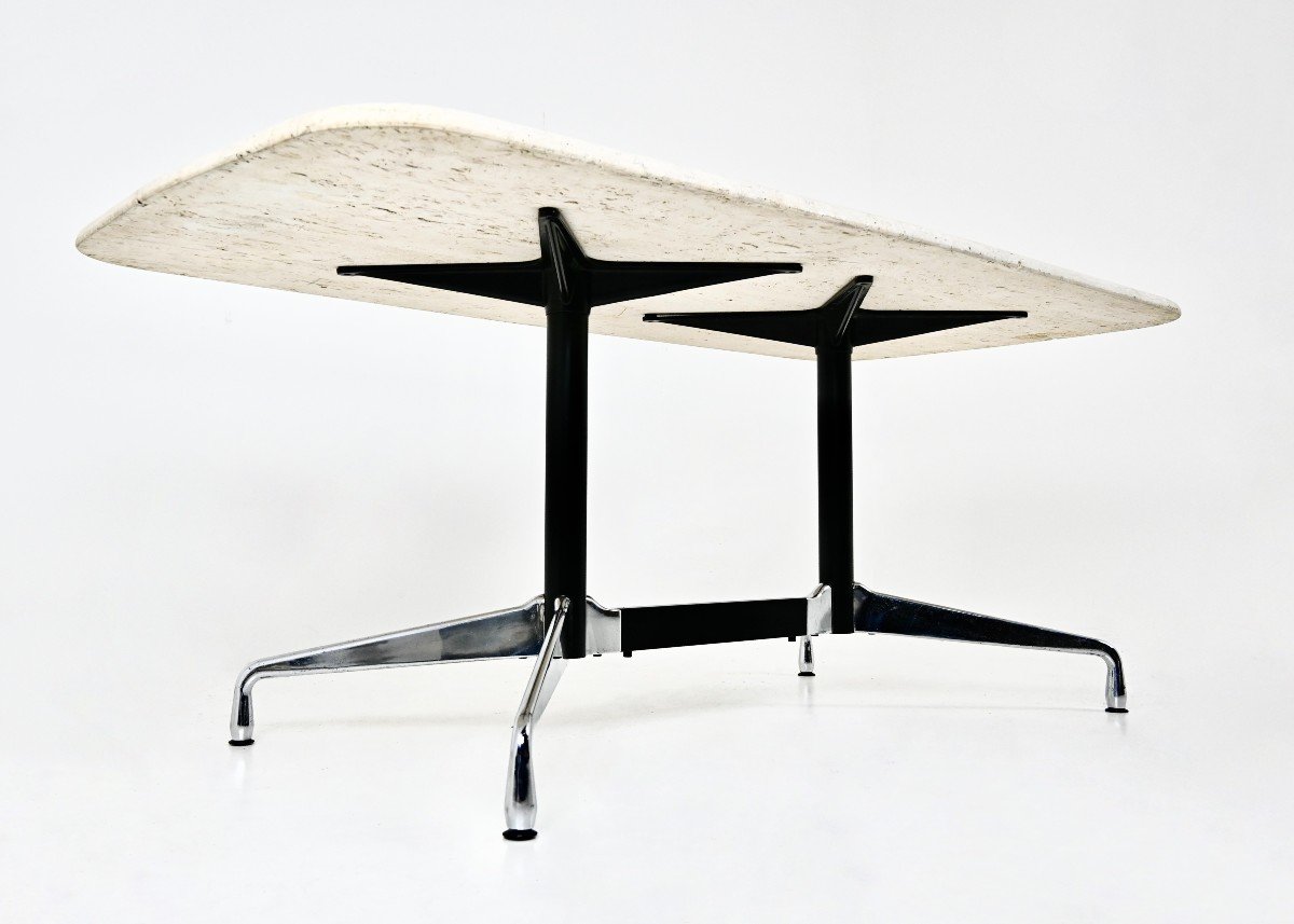 Table De Salle à Manger En Travertin Par Charles & Ray Eames Pour Vitra, 1970s-photo-4