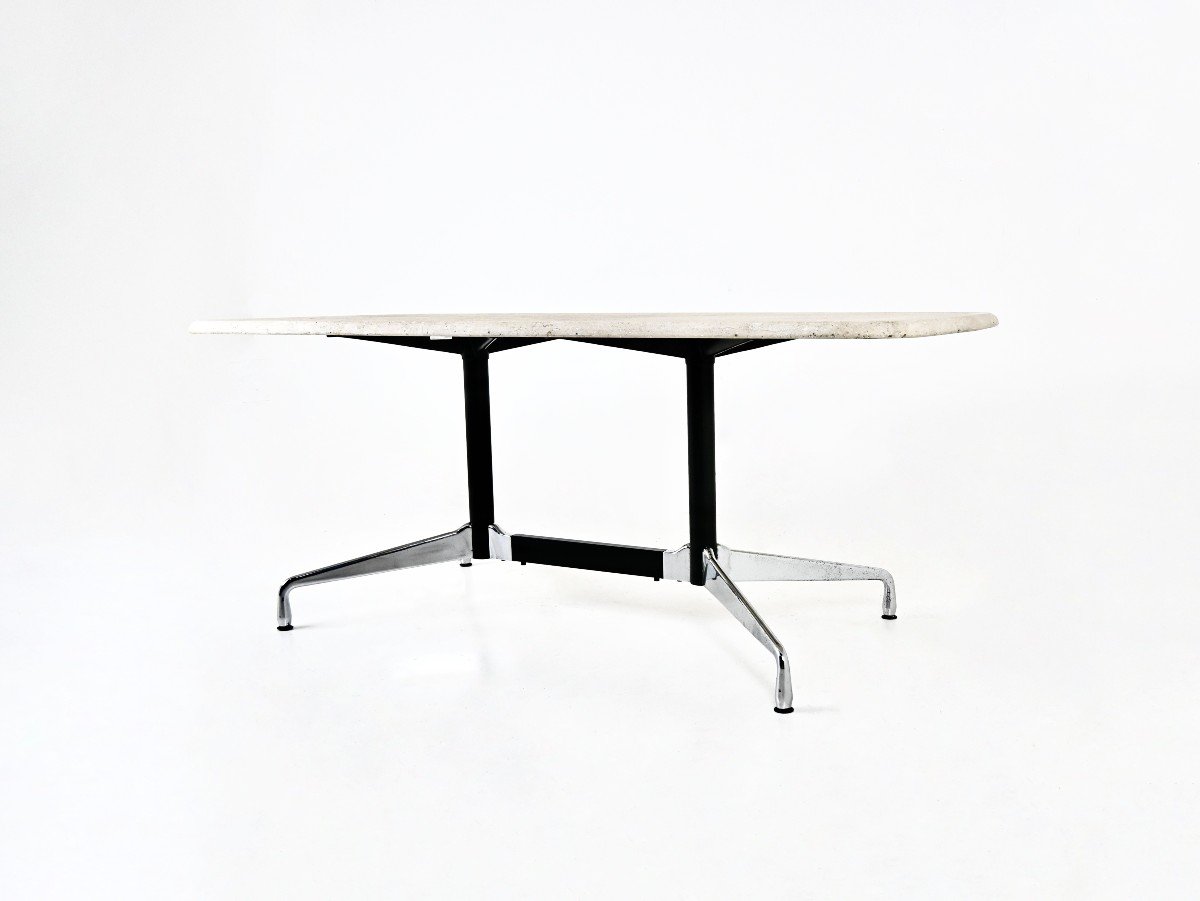 Table De Salle à Manger En Travertin Par Charles & Ray Eames Pour Vitra, 1970s-photo-1