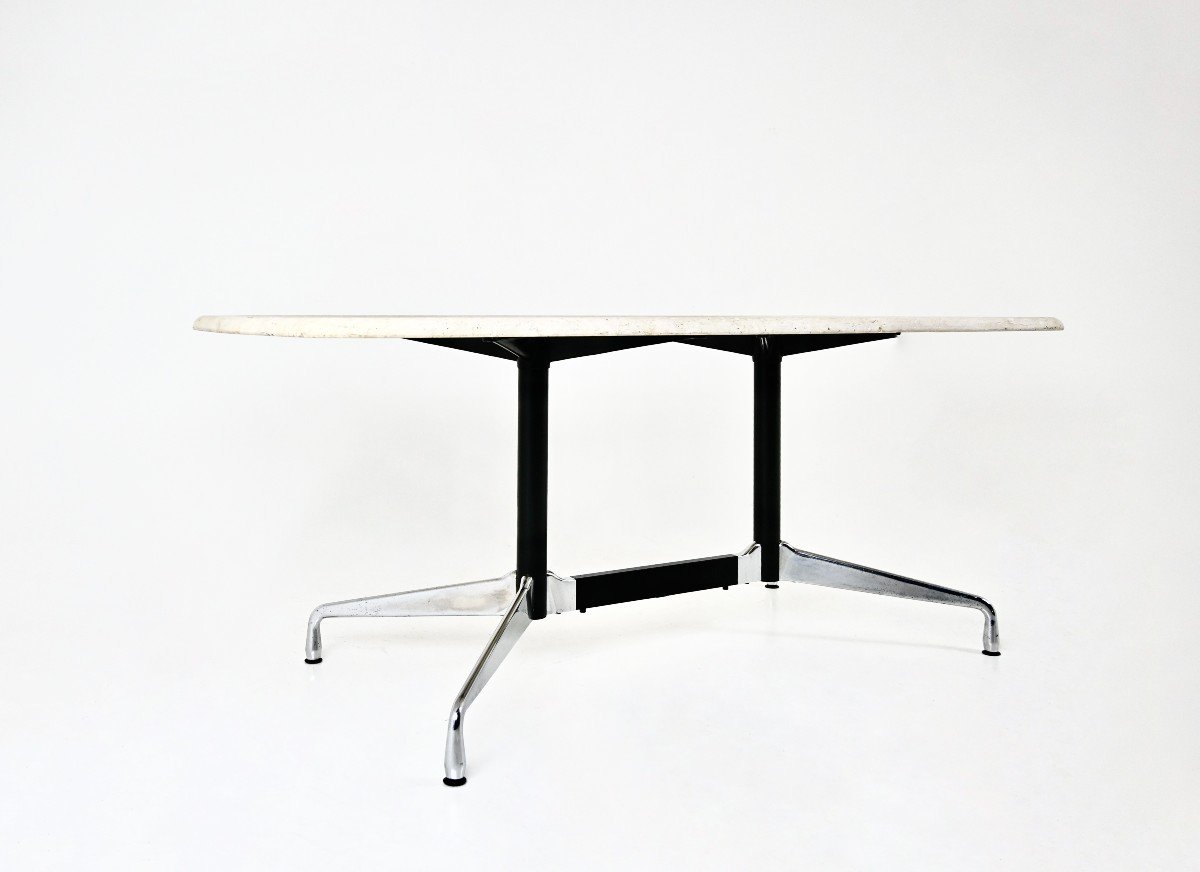 Table De Salle à Manger En Travertin Par Charles & Ray Eames Pour Vitra, 1970s-photo-2