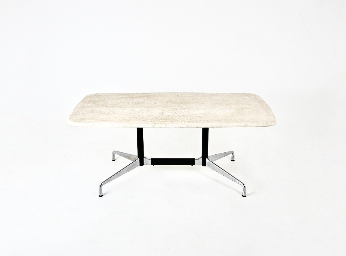 Table De Salle à Manger En Travertin Par Charles & Ray Eames Pour Vitra, 1970s