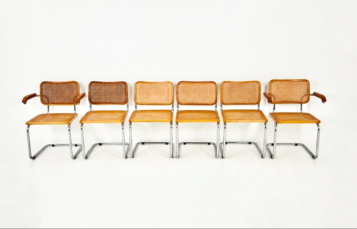 Set Of 6 B32 Style Dining Chairs By Marcel Breuer-photo-2