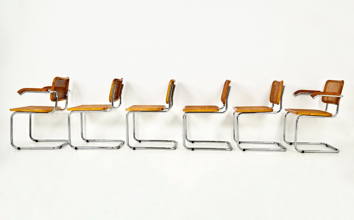 Set Of 6 B32 Style Dining Chairs By Marcel Breuer-photo-4