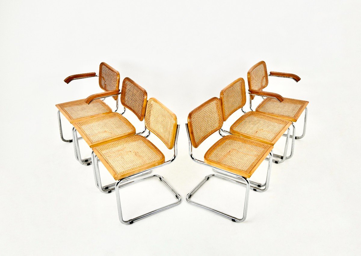 Set Of 6 B32 Style Dining Chairs By Marcel Breuer-photo-1