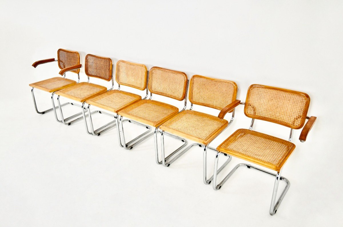 Set Of 6 B32 Style Dining Chairs By Marcel Breuer-photo-2