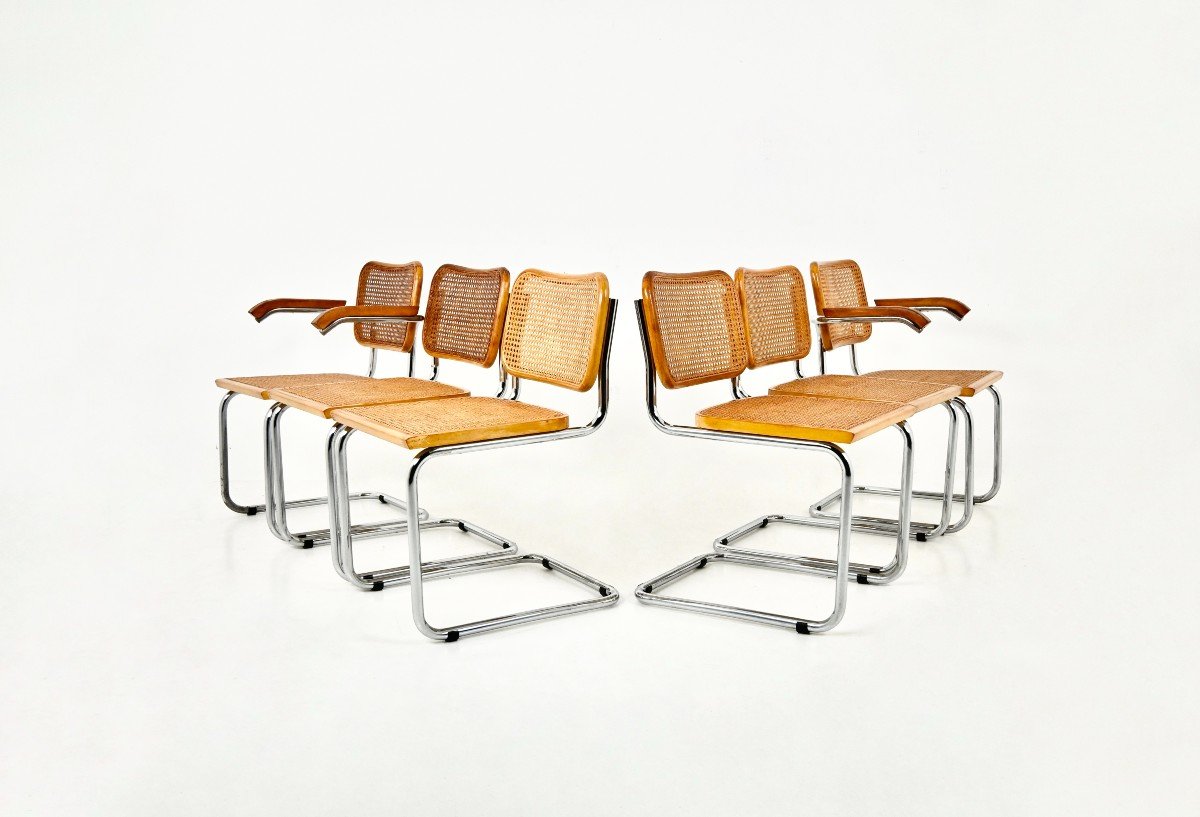 Ensemble De 6 Chaises De Salle à Manger Style B32 Par Marcel Breuer