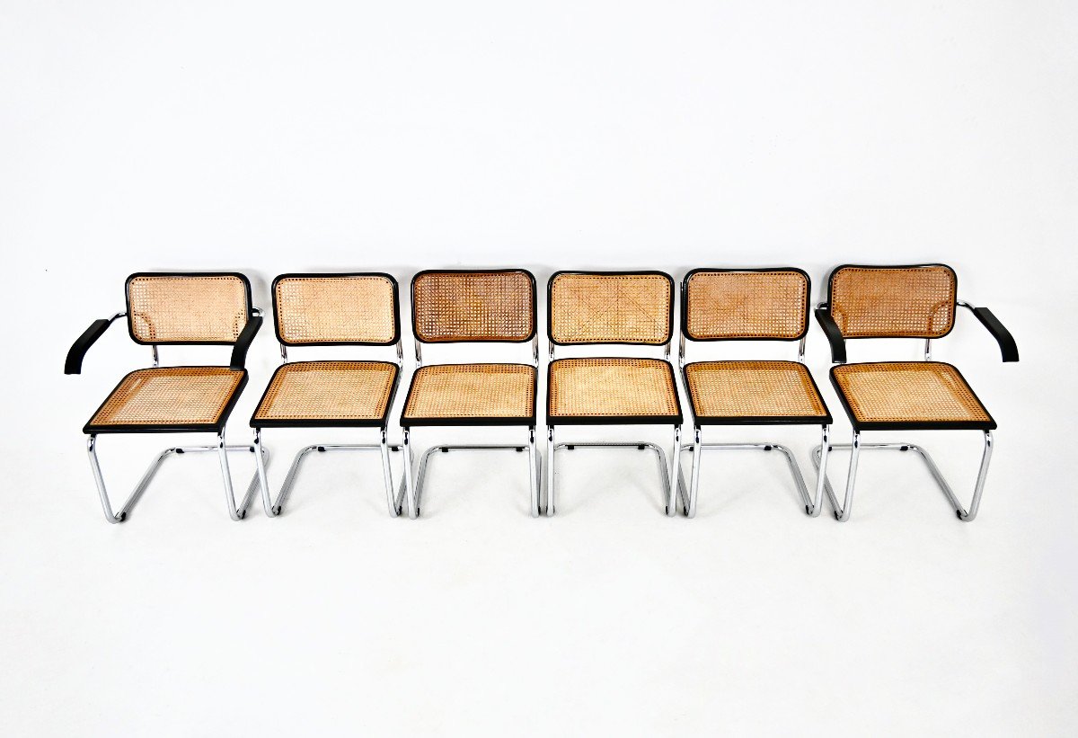 Set Of 6 B32 Style Dining Chairs By Marcel Breuer-photo-2