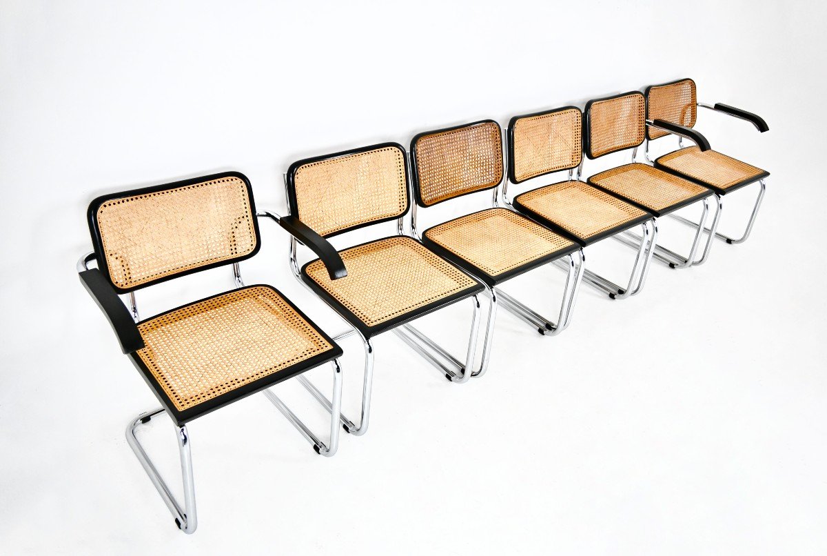 Set Of 6 B32 Style Dining Chairs By Marcel Breuer-photo-4