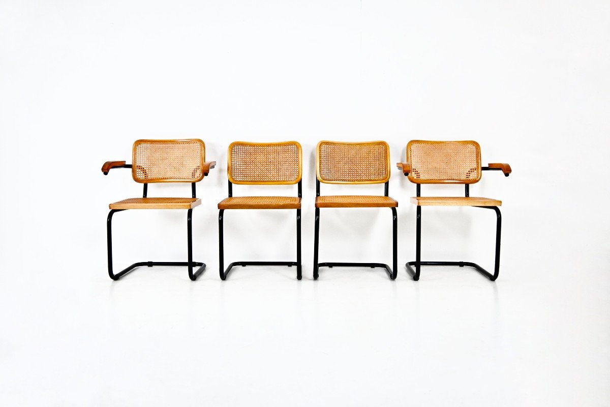 Set Of 4 B32 Style Dining Chairs By Marcel Breuer -photo-2