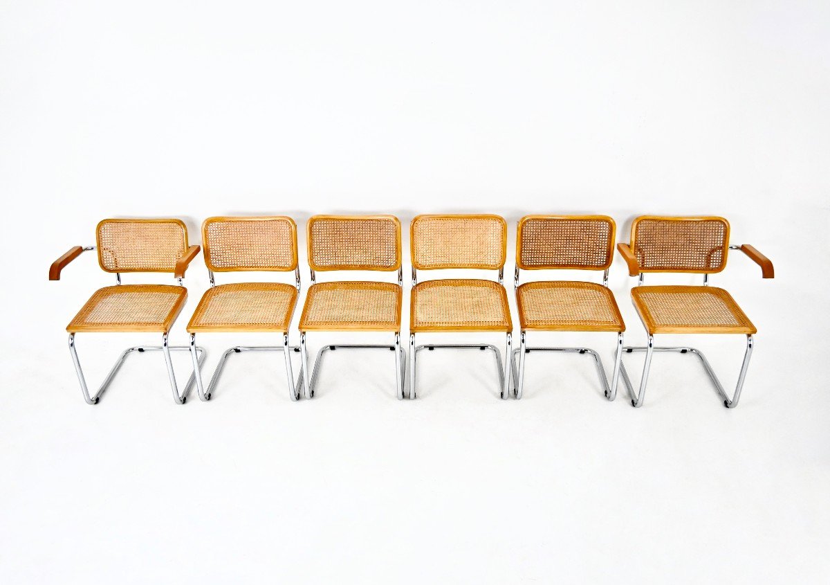 Ensemble De 6 Chaises De Salle à Manger Style B32 Par Marcel Breuer-photo-2