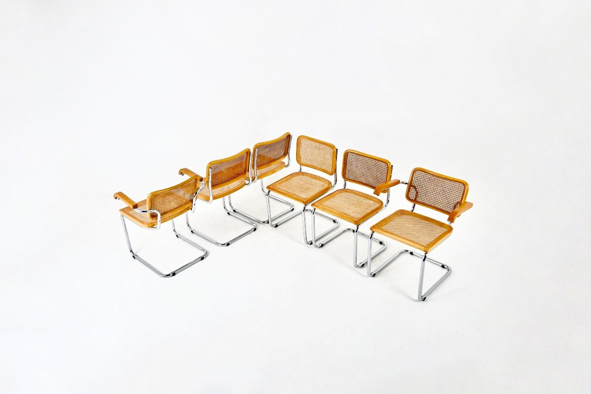 Ensemble De 6 Chaises De Salle à Manger Style B32 Par Marcel Breuer