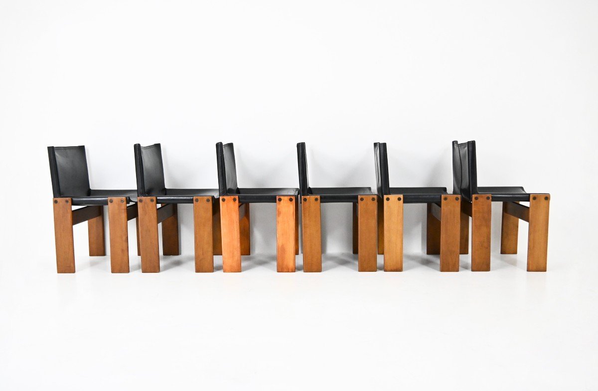 Ensemble De 6 Chaises  Monk Par Afra & Tobia Scarpa Pour Molteni, 1970-photo-3