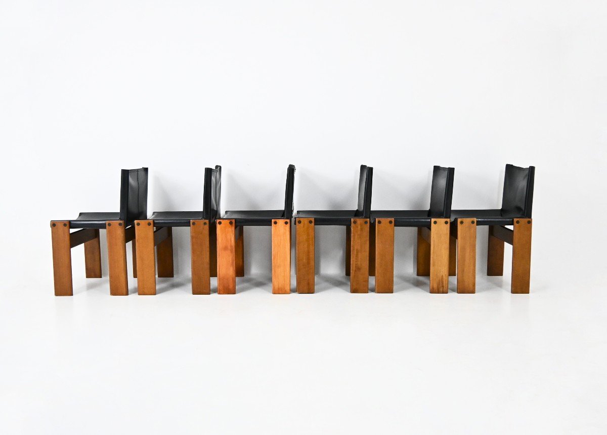 Ensemble De 6 Chaises  Monk Par Afra & Tobia Scarpa Pour Molteni, 1970-photo-4