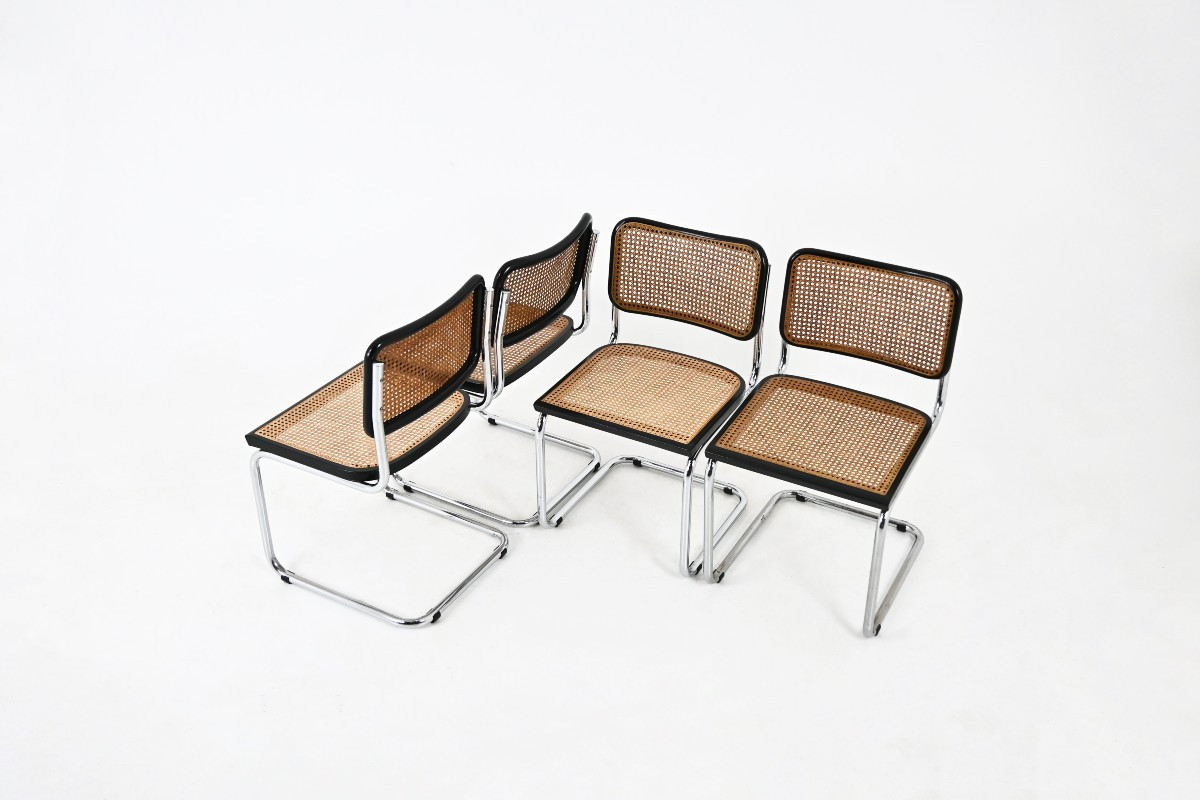 Set Of 4 B32 Style Dining Chairs By Marcel Breuer-photo-1