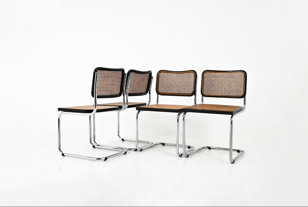 Ensemble De 4 Chaises De Salle à Manger Style B32 Par Marcel Breuer