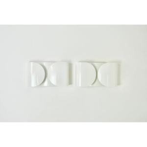 Set Of 2 White Foglio Wall Lights By Tobia & Afra Scarpa For Flos, 1960s