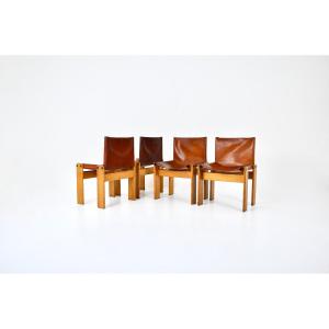Monk Dining Chairs By Afra & Tobia Scarpa For Molteni, 1970, Set Of 4
